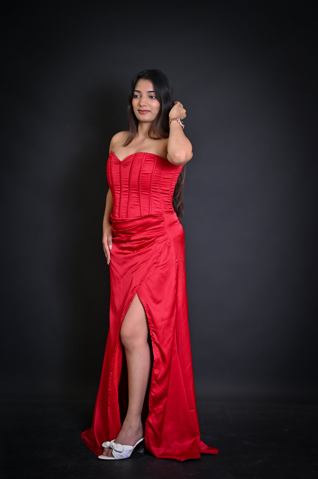 ⁠satin corset long gown.