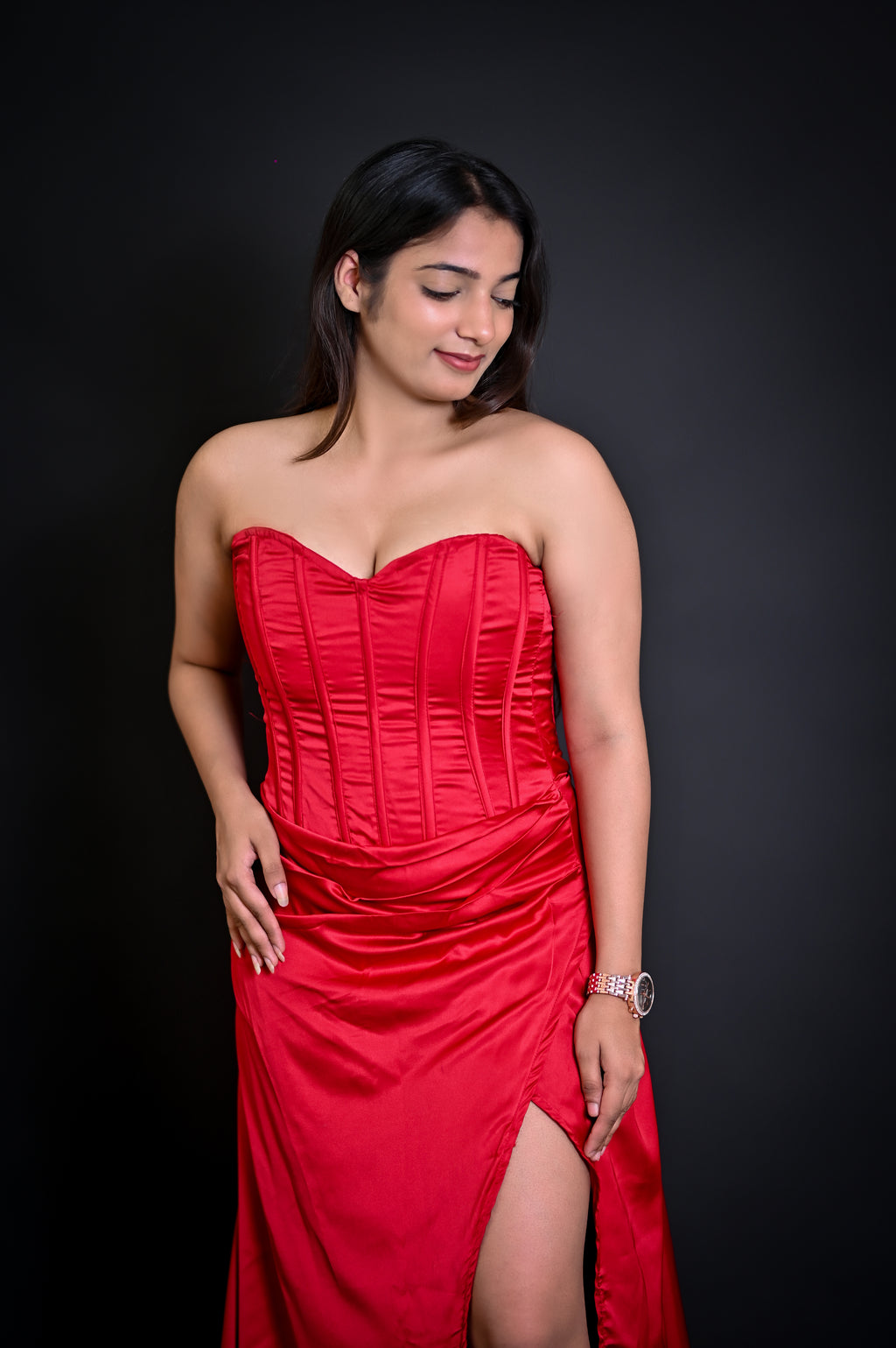 ⁠satin corset long gown.