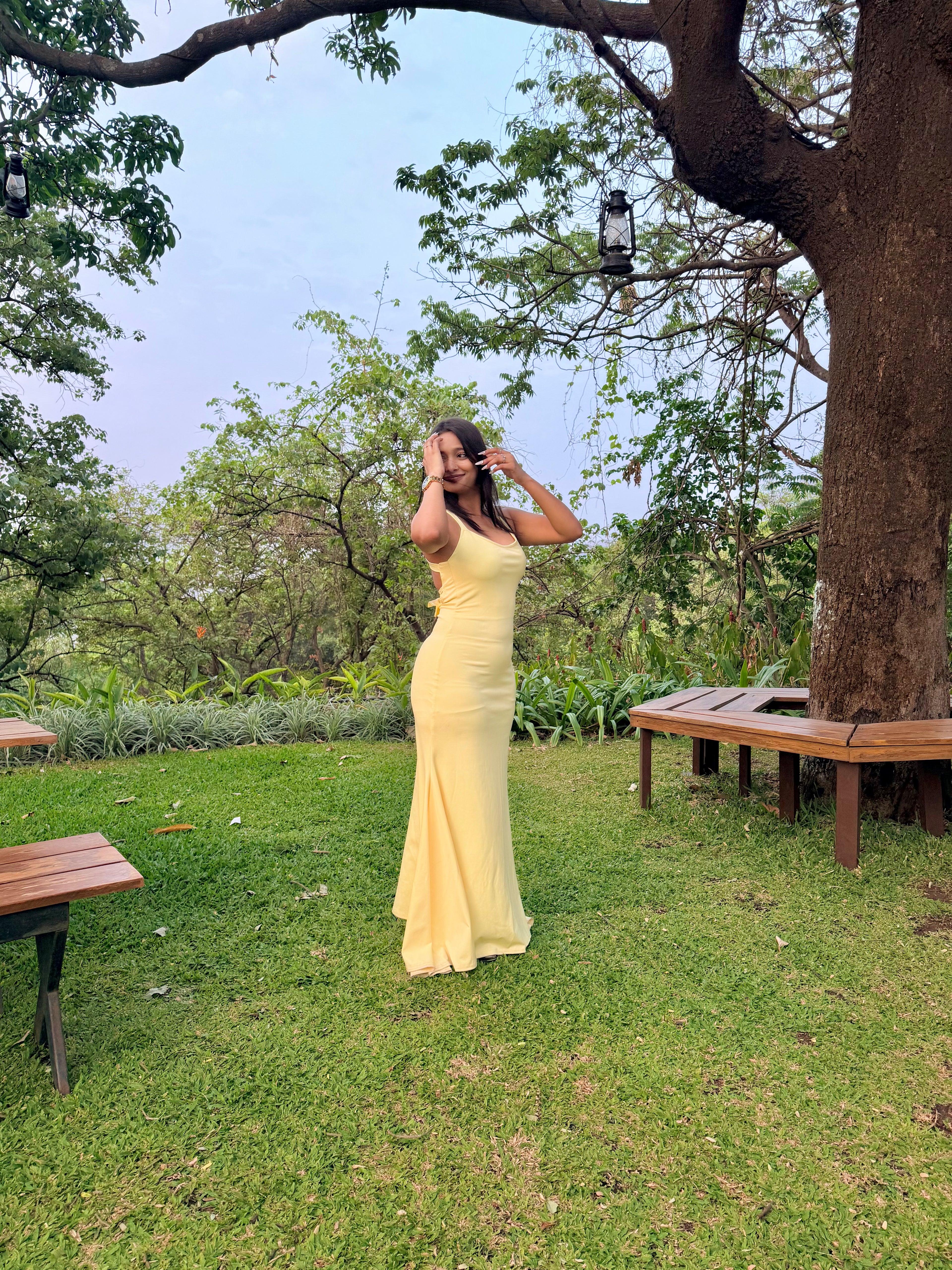 Criss Cross Backless Bow Gown.