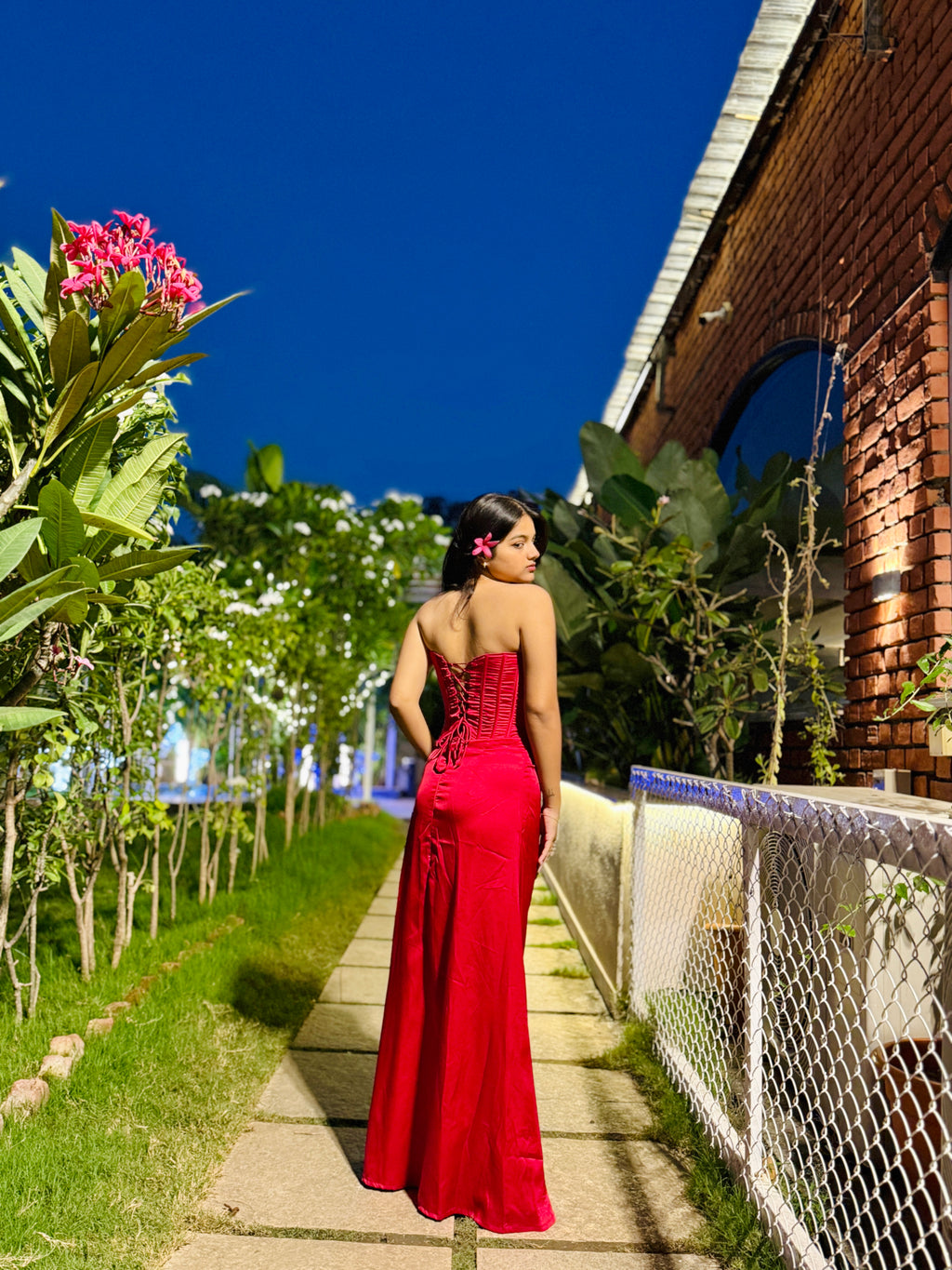 ⁠satin corset long gown.