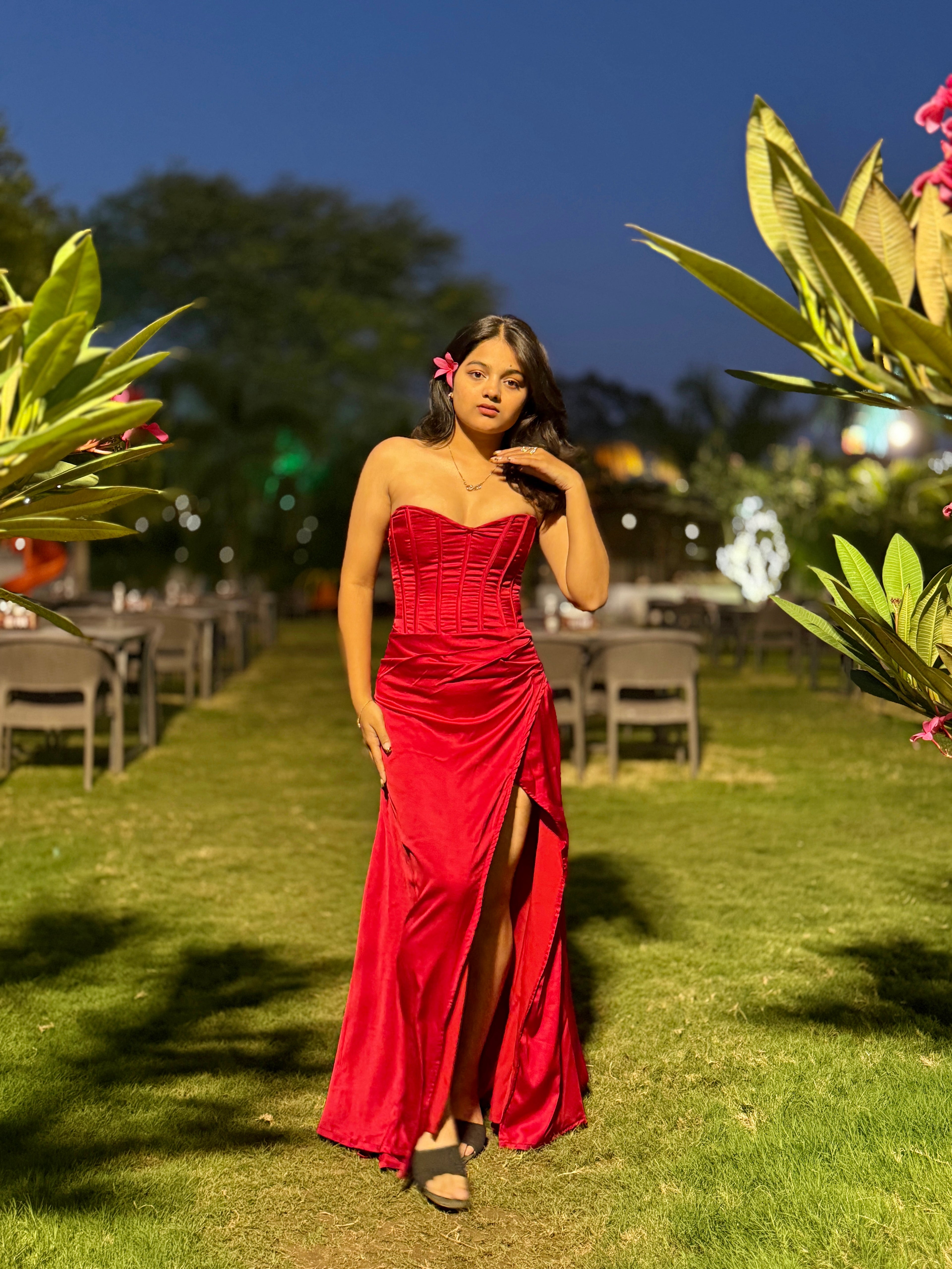 ⁠satin corset long gown.