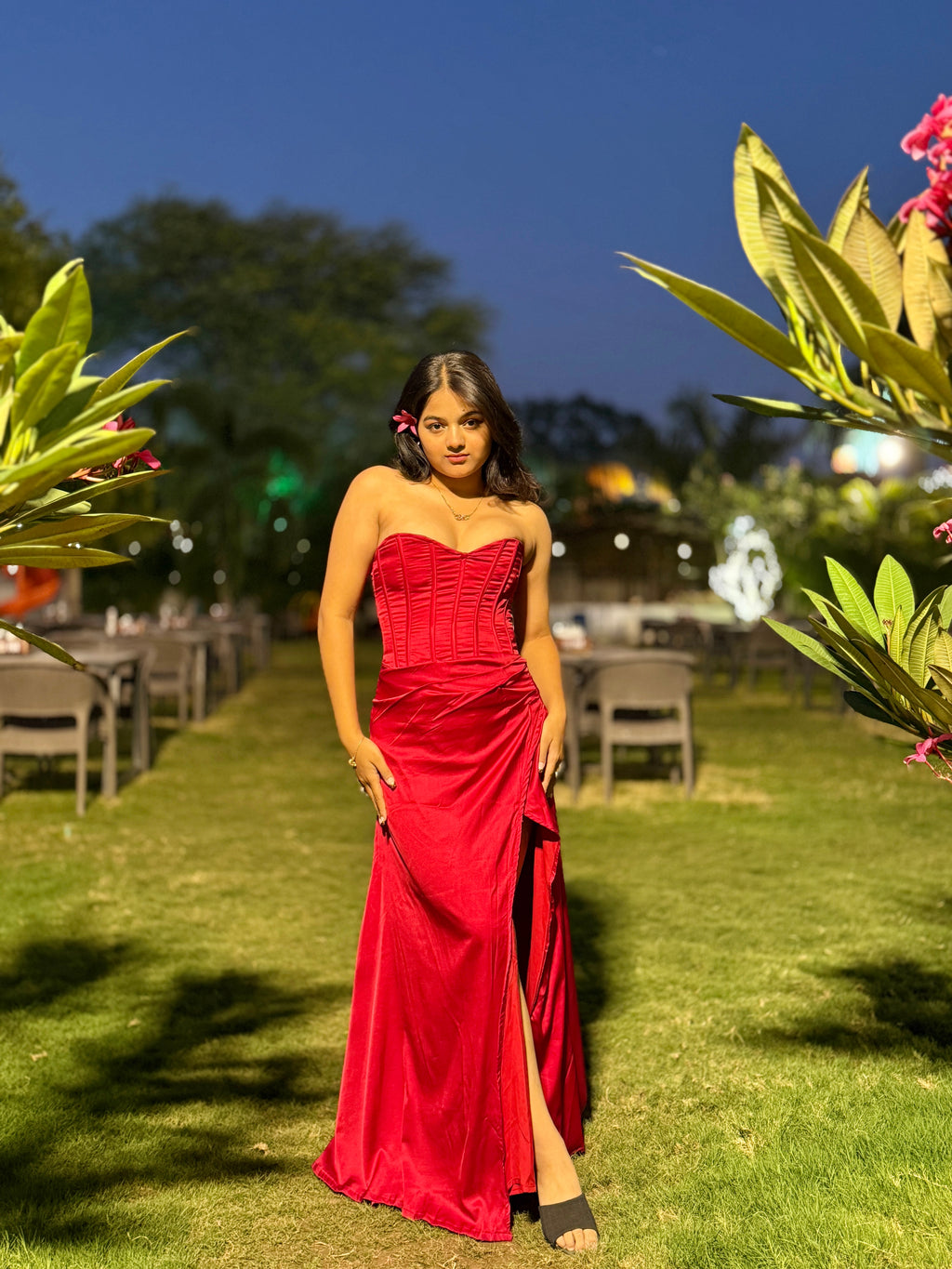 ⁠satin corset long gown.