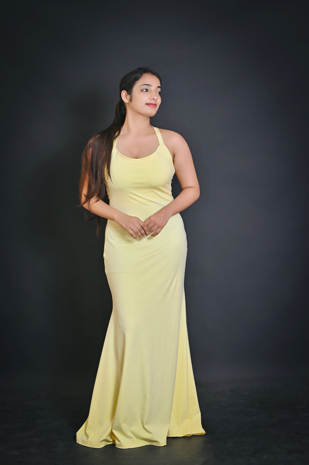 Criss Cross Backless Bow Gown.